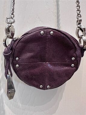 Junior Drake Y2K Brown Round Crossbody Bag with Silver Chunky Hardware